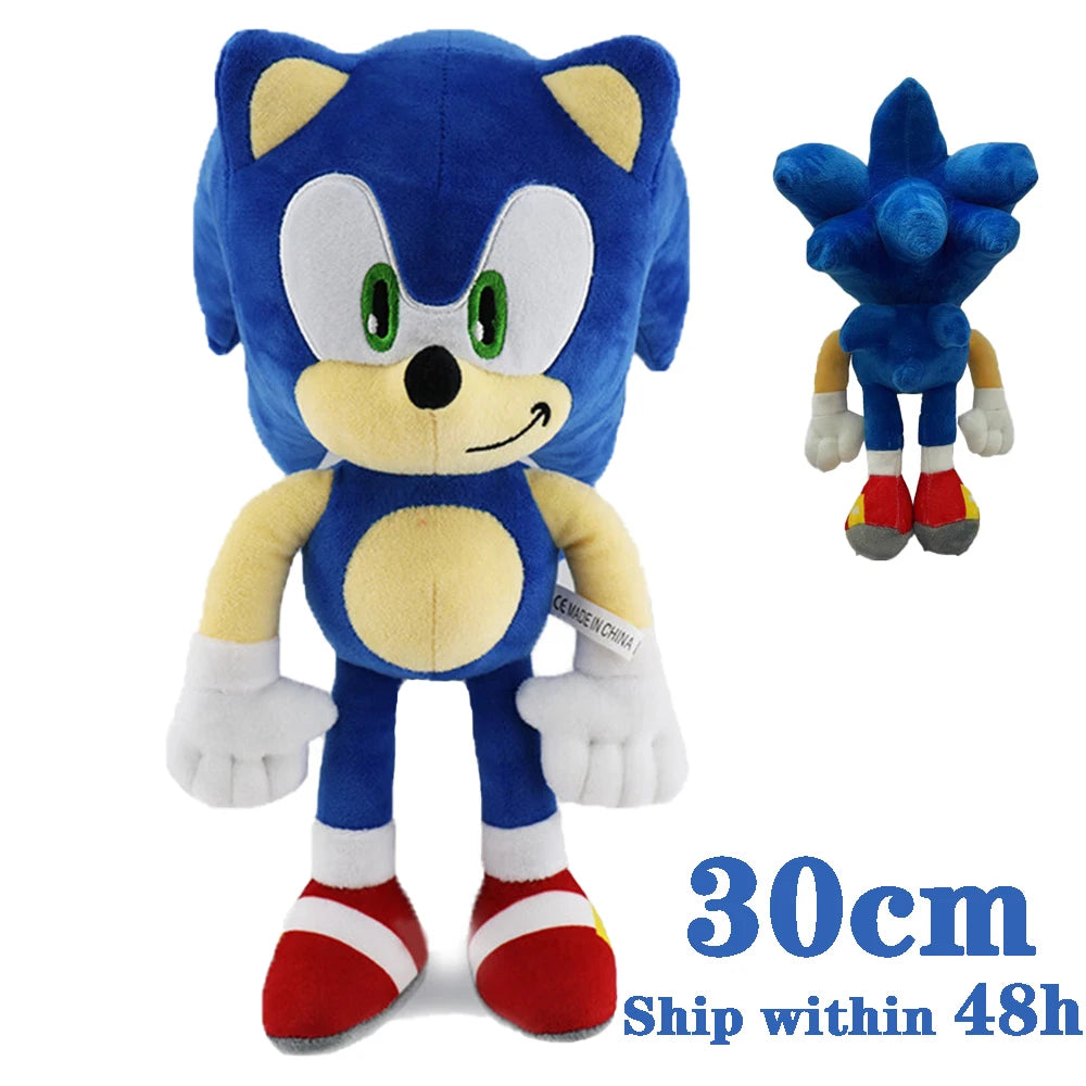 30CM Super Sonic Plush Toy The Hedgehog Amy Rose Knuckles Tails Cute Cartoon Soft Stuffed Doll Birthday Gift For Children