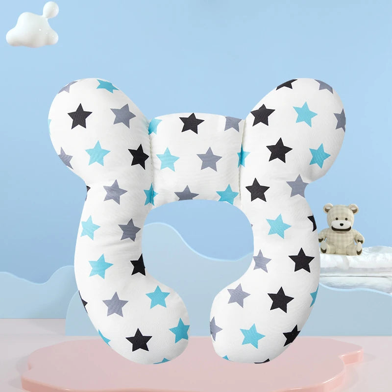 New cartoon children's U-shaped pillow, cotton soft baby pillow, travel car children's pillow, multi-functional stroller pillow