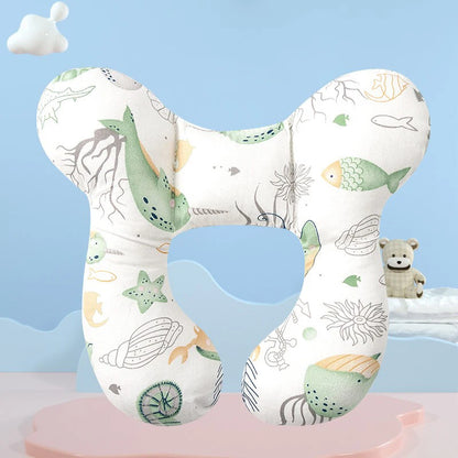 New cartoon children's U-shaped pillow, cotton soft baby pillow, travel car children's pillow, multi-functional stroller pillow