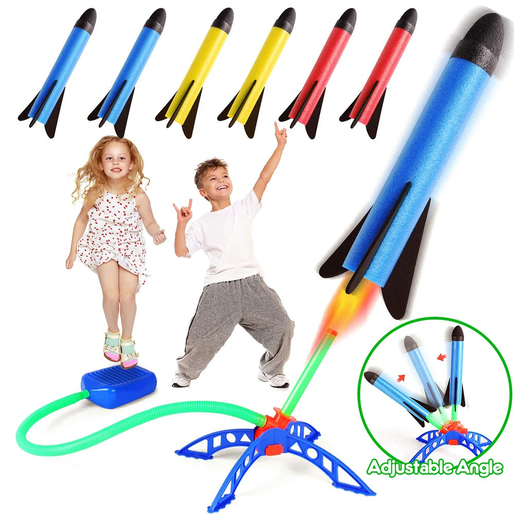 Kid Air Rocket Foot Pump Launcher Outdoor Air Pressed Stomp Soaring Rocket Toys Child Play Set Jump Sport Games Toys For Childre